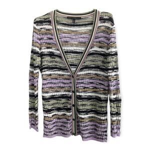 Periwinkle Space Dye Stripe Knitted Cardigan
